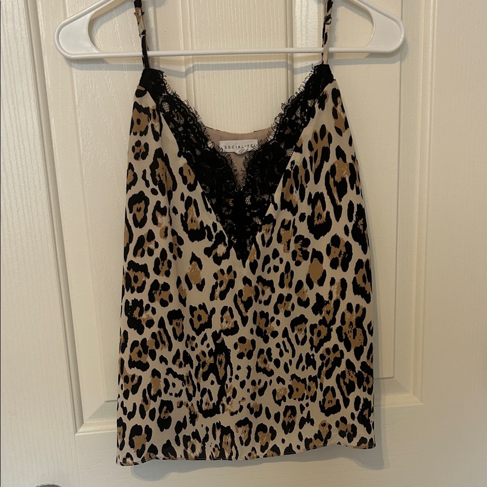 Socialite Leopard and Black Lace Cami